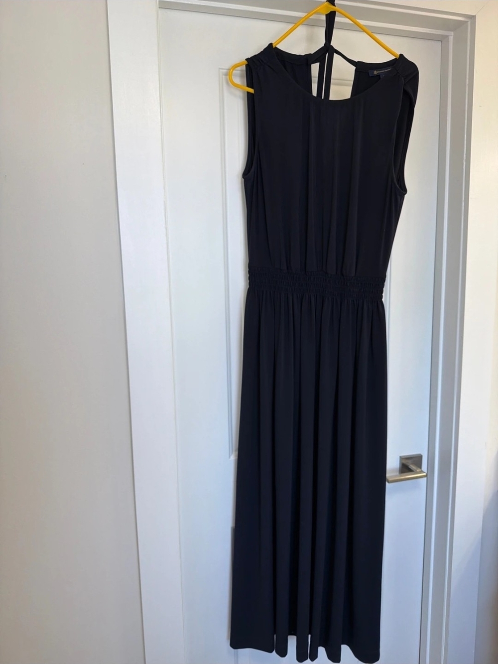 Brooks Brothers Navy Sleeveless Smocked-Waist Maxi Dress Size Large